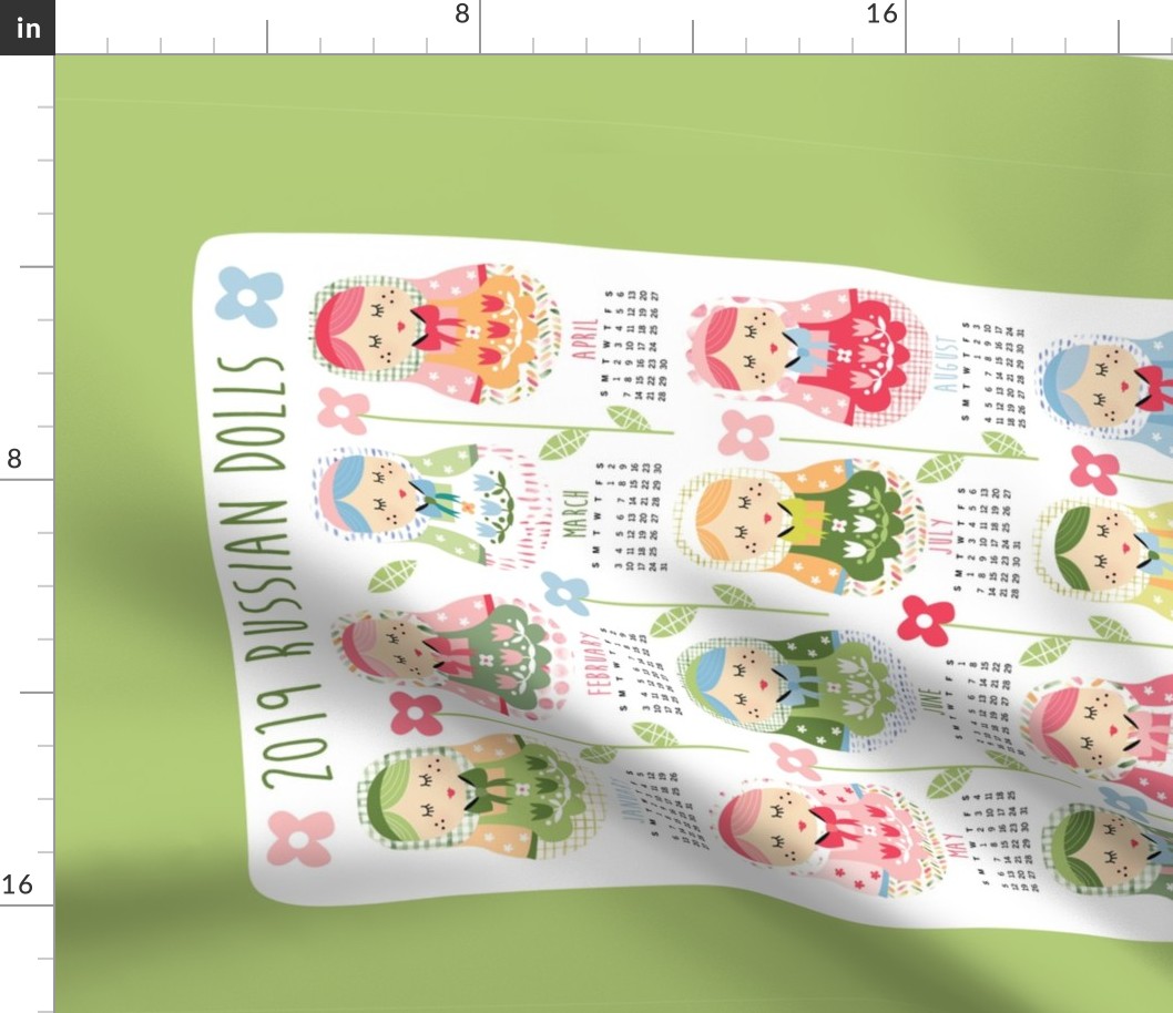 2019 tea towel calendar - Russian dolls