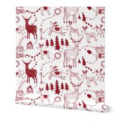 Winter toile prancing deers