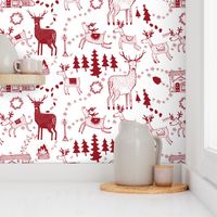 Winter toile prancing deers