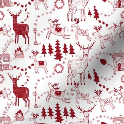 Winter toile prancing deers