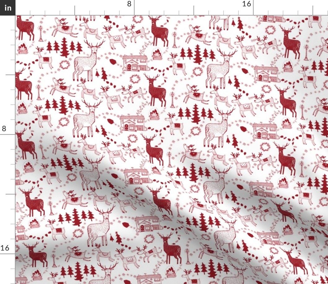 Winter toile prancing deers