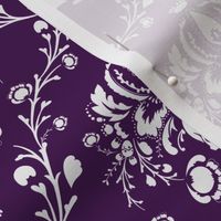 White and Purple Skull Damask