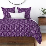 White and Purple Skull Damask