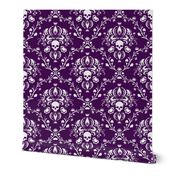 White and Purple Skull Damask