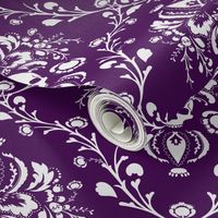 White and Purple Skull Damask