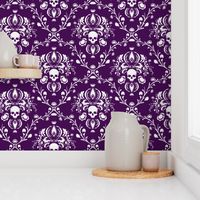 White and Purple Skull Damask