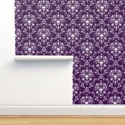 White and Purple Skull Damask