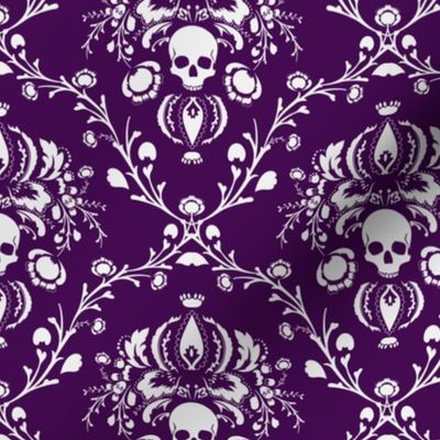 White and Purple Skull Damask