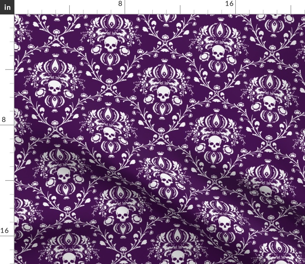 White and Purple Skull Damask