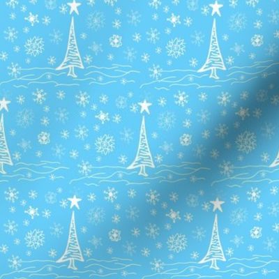 Winter Toile Christmas Trees & Snowflakes