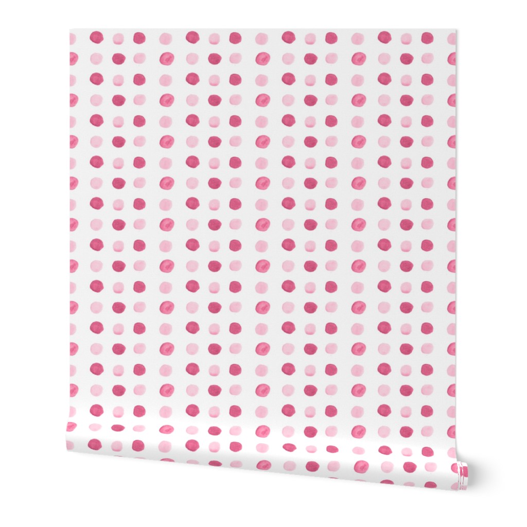 Raspberry Watercolor Polka Dots