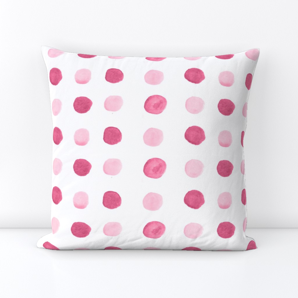 Raspberry Watercolor Polka Dots