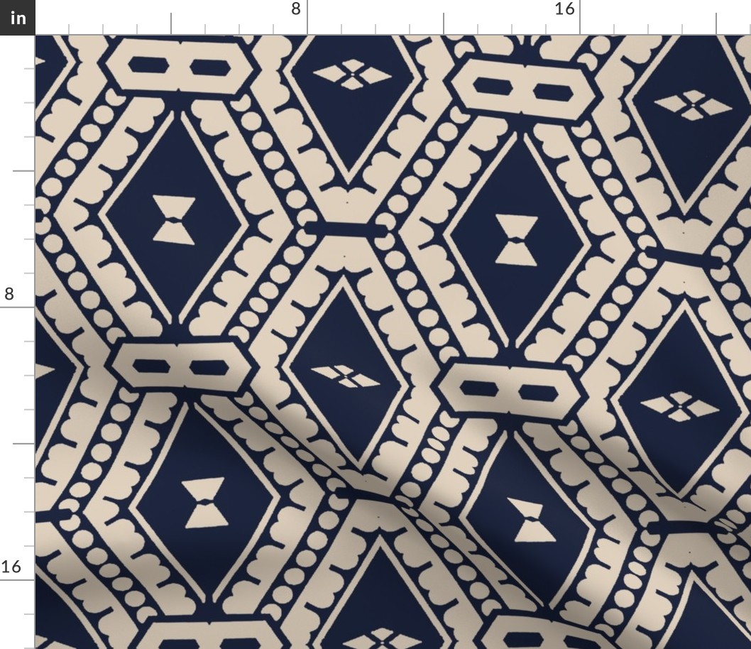 Tribal Geometric in Blue and White