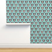 Cute blue retro style grizzly winter bear illustration pattern