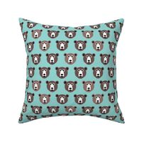 Cute blue retro style grizzly winter bear illustration pattern