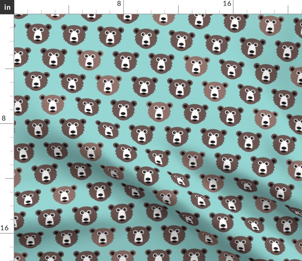 Cute blue retro style grizzly winter bear illustration pattern
