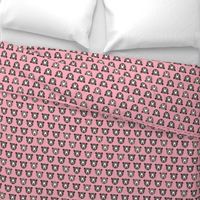 Cute pink retro style grizzly winter bear illustration pattern