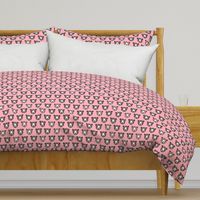 Cute pink retro style grizzly winter bear illustration pattern