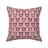 Cute pink retro style grizzly winter bear illustration pattern