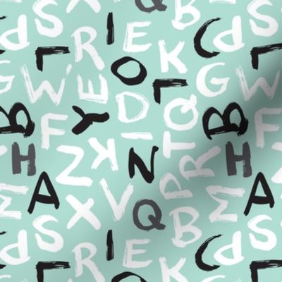 Raw brush abc alphabet blue pastel pattern