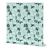 Raw brush abc alphabet blue pastel pattern