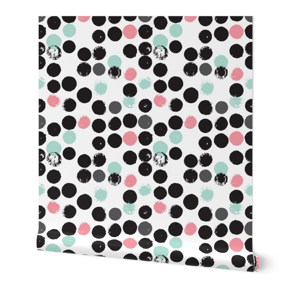 cute pink girls dots raw circle geometric abstract illustration fabric