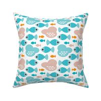 Baby blue water ocean life bubble fish illustration