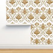 Gothic Damask ~ Cologne ~ Gold and White 