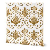 Gothic Damask ~ Cologne ~ Gold and White 