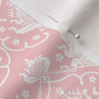 Gothic Damask ~ Cologne ~ White on Dauphine Pink