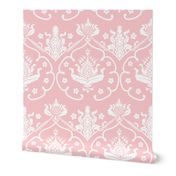 Gothic Damask ~ Cologne ~ White on Dauphine Pink