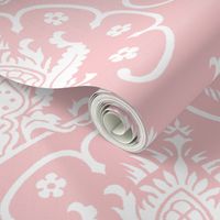 Gothic Damask ~ Cologne ~ White on Dauphine Pink