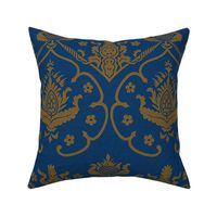 Gothic Damask ~ Cologne ~ Gold Embroidery on Lonely Angel Blue 