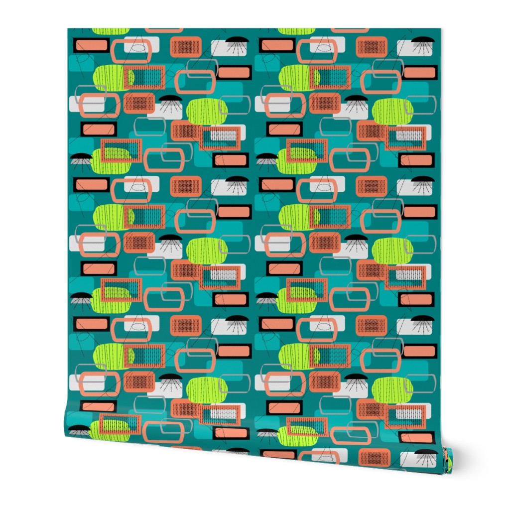 Mid-Century Modern Abstract Teal