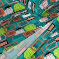 Mid-Century Modern Abstract Teal