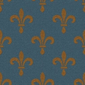  Spoonflower Fabric - Fleur De Lis Blue White Gothic