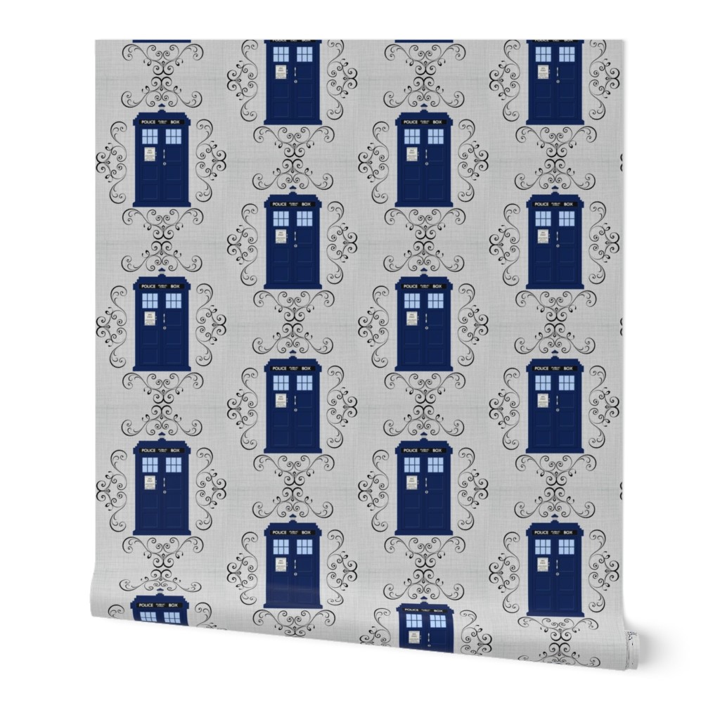 Police Box Damask Linen Large