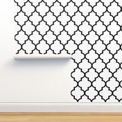 Large Scale Black and White Quatrefoil