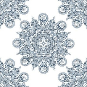 fortune mandala superior blue #526a81 white ground