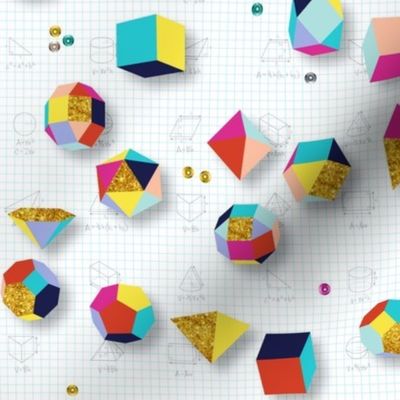 Sparkle Geometry* (Show Your Work) || colorful 3D objects & sequins