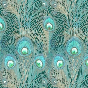 peacock aqua and lichen