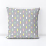 Colourful Raindrops Lemon, Peach, Pistachio, White on Mist