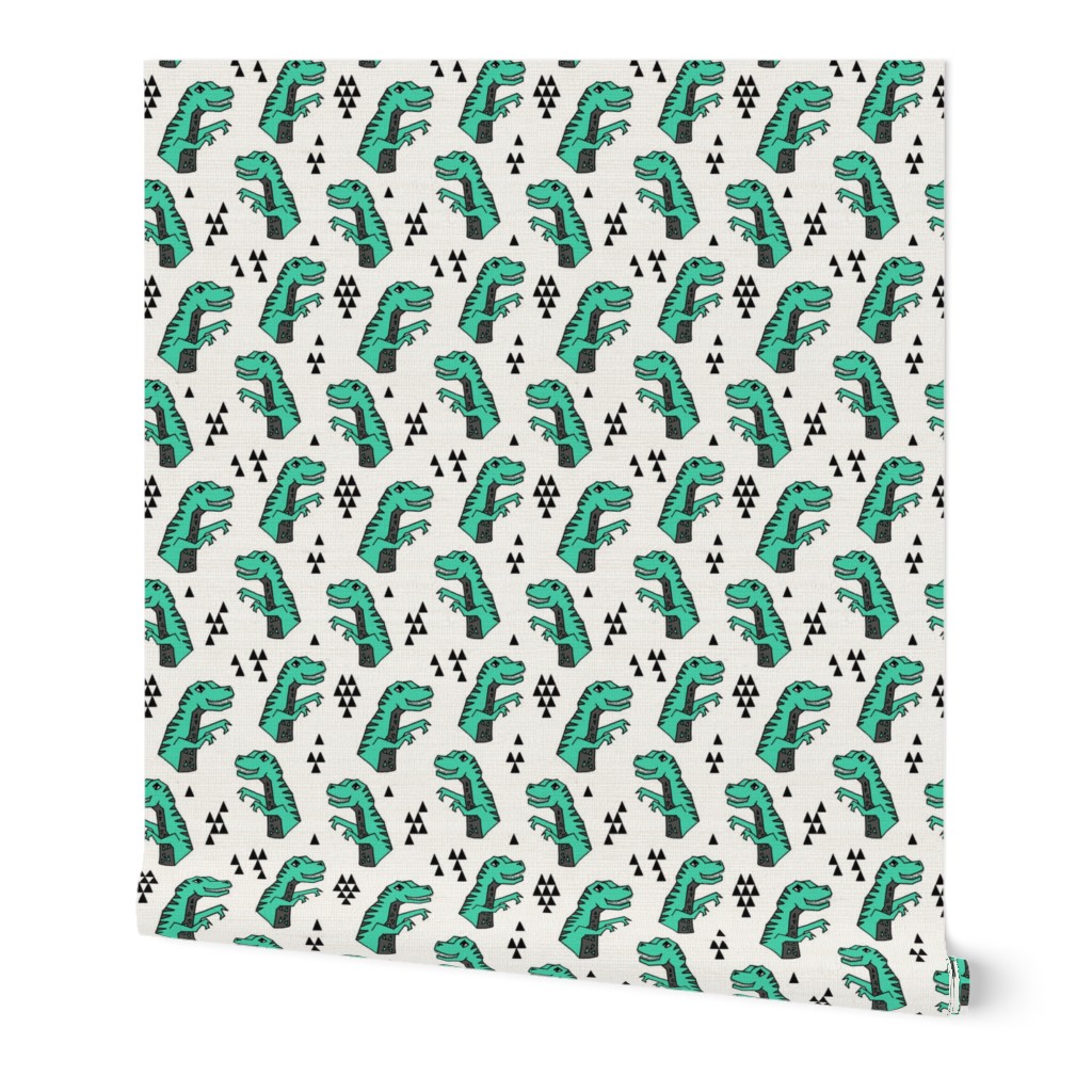 dinosaur fabric // dino kids nursery baby geometric triangles baby dino t rex