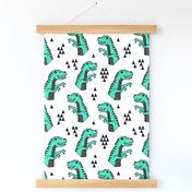 dinosaur fabric // dino kids nursery baby geometric triangles baby dino t rex