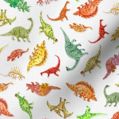 Dinosaur Party | Grey Grid Background