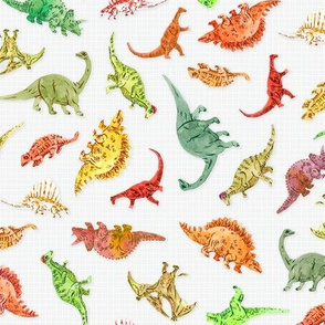 Dinosaur Party | Grey Grid Background