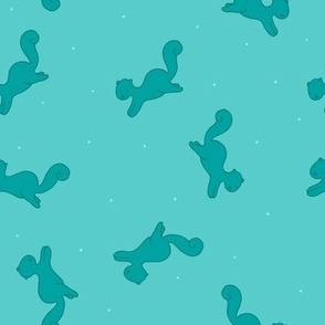 Leaping Squirrels in Teal