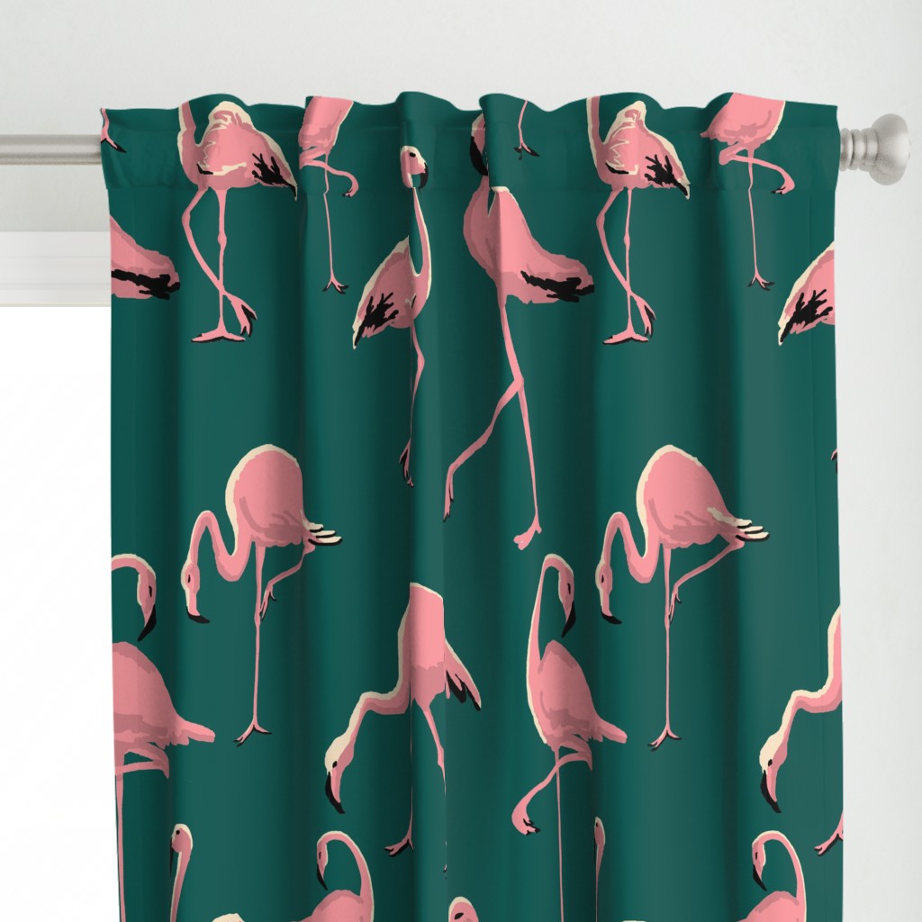 Flamingos Green Large Scale