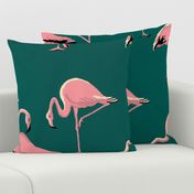 Flamingos Green Large Scale