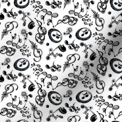 Ornate Music Notes- Small White
